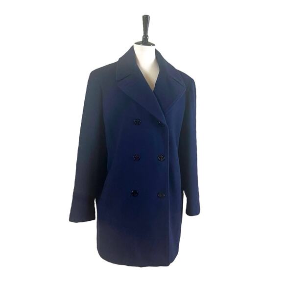 Panache Peacoat Double Breasted Wool Blend Navy Blue Women’s Size Large - Picture 1 of 9